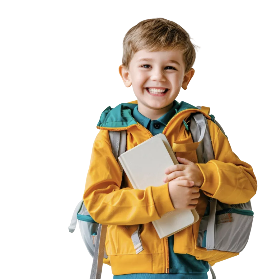 A smiling student holding a book, ready to start their Bhanzu math journey